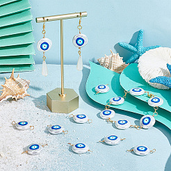 20Pcs 3D Printed Evil Eye ABS Plastic Imitation Pearl Connector Charms&nbsp;KY-AR0001-11