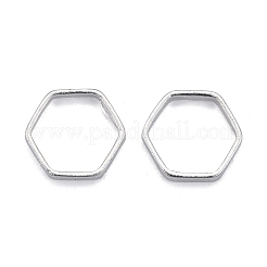 真鍮製フレームコネクター  長持ちメッキ  六角  925銀メッキ  7x6x1mm  内径：5x5mm&nbsp;KK-Y003-05C-S