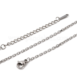 304ステンレススチールアズキチェーンネックレス12個、男女兼用  変色なし  ステンレス鋼色  20.47インチ（52cm）  2mm&nbsp;NJEW-H093-21P-02