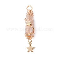 3Pcs 3 Styles Electroplated Natural Quartz Crystal Nuggets Copper Wire Wrapped Pendants&nbsp;PALLOY-JF03126