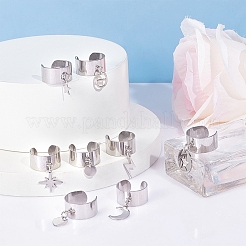 8Pcs 8 Styles 304 Stainless Steel Open Cuff Rings Set&nbsp;RJEW-UN00005