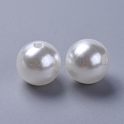 パール調アクリルビーズ  染め  ラウンド  ホワイト  10x9.5mm  穴：2.5mm  約1070個/ポンド&nbsp;PL611-22