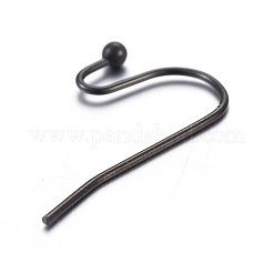 304ステンレススチールピアスフックイオンプレーティング（IP）  電気泳動黒  21x14mm  22ゲージ  ピン：0.6mm&nbsp;LS-STAS-L211-14-B