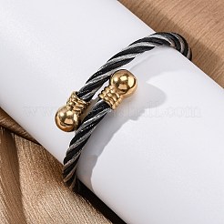 女性用304ステンレススチールトルクバングル  イオンプレーティング（ip）  ミックスカラー  5/8インチ（1.7cm）  内径：2-1/4インチ（5.6x5.55cm）&nbsp;BJEW-P310-20MC