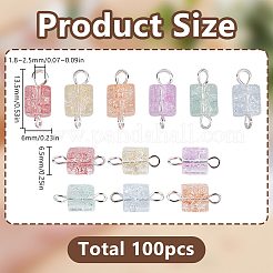 100Pcs Crackle Glass Cube Connectors Charms&nbsp;PALLOY-HY00066