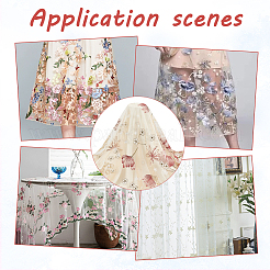 Embroidered Flowers Polyester Tulle Lace Fabric&nbsp;DIY-WH0449-31D