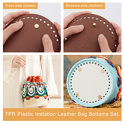 TPR プラスチック イミテーション レザー バッグ ボトムス セット  鉄の釘で  フラットラウンド  ミックスカラー  15.1x0.3cm  穴：4mm  4個/セット&nbsp;FIND-WH0013-95