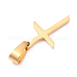 304ステンレスペンダント  クロス  ゴールドカラー  20.5x13x1.2mm  穴：3.5x7mm&nbsp;STAS-Z018-09G