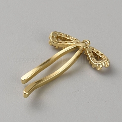 真鍮製マイクロパヴェキュービックジルコニアペンダント  蝶結び  18KGP本金メッキ  27x19.5x3mm  穴：1mm&nbsp;FIND-WH0817-162G-F