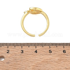 真鍮製マイクロパヴェキュービックジルコニアカフオープンリング  スターとムーン  ゴールドカラー  12x13.5mm  内径：17mm&nbsp;CU-CBA46D5-02G