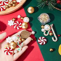 DIY クリスマス花瓶フィラー  プラスチックパールを含む  樹脂カボション  ポリマークレイビーズとカボション  ホイルフレークとアクリルビーズ  ミックスカラー  6mm&nbsp;DIY-SC0021-85