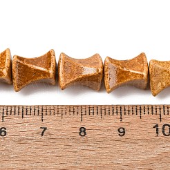 ヴィンテージの手作り磁器ビーズの連  ファンシーアンティーク施釉磁器  ポリゴン  砂茶色  11.5x9.5x8.5mm  穴：1.2mm  約30個/連  14.17''（36センチメートル）&nbsp;PR-CBAA37B-10J