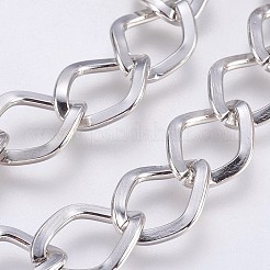 アイアン製ツイストチェーン  溶接されていない  スプールで  菱形  プラチナ  19x13x2.2mm  約328.08フィート（100m）/ロール&nbsp;CH-2.2BSFD-N