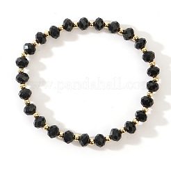 Rondelle Faceted Glass & Brass Bead Stretch Bracelets&nbsp;UG9794