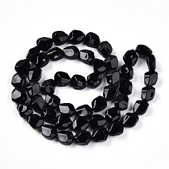 ミッレフィオーリガラスビーズ連売り  ナゲット  多面カット  ブラック  12x9.3x6.5~7mm  穴：0.9mm  約50個/連  23.62''（60センチメートル）&nbsp;GLAA-T023-35A
