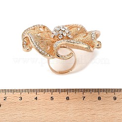 調整可能な合金ラインストーン指輪  花  ライトゴールド  usサイズ6 3/4(17.1mm)&nbsp;RJEW-P159-01KCG