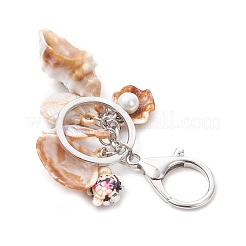 3Pcs Opaque Acrylic Imitation Shell & Synthetic Turquoise Keychains&nbsp;KEYC-JKC01338
