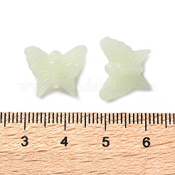 明るい不透明なアクリル ビーズ  蝶  暗闇で光る  淡緑色  13x16x6mm  穴：1.8mm  約1200個/500g&nbsp;OACR-Z027-07