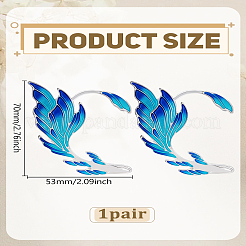 2種類のスタイルの合金カフイヤリング2個  金魚  銀  70x53mm  1個/スタイル&nbsp;EJEW-LP0012-25