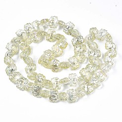 メッキガラスビーズ連売り  ABカラー  ハスの花  シャンパンイエロー  10.5x14x6~7mm  穴：1mm  約65個/連  24.02インチ〜24.41インチ（61~62cm）&nbsp;EGLA-S188-24-B01