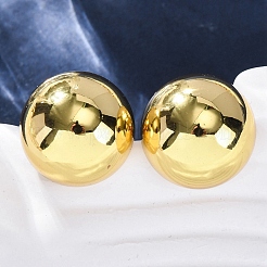 半円形 304 ステンレススチール スタッド イヤリング  ゴールドカラー  18mm&nbsp;EJEW-A125-80E-G