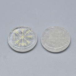 合成水晶カボション  北欧異教の模様を持つフラットラウンド  25x5.5mm&nbsp;G-T122-39A