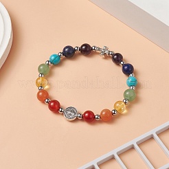 Natural & Synthetic Mixed Gemstone Beaded Stretch Bracelet&nbsp;BJEW-JB09257