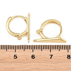 真鍮製フープピアスパーツ  水平ループ付き  2のループ  ラックめっき  長持ちメッキ  カドミウムフリー＆鉛フリー  18KGP本金メッキ  18.5x14x5mm  穴：0.7~1mm  ピン：0.7mm&nbsp;KK-H292-38G-02
