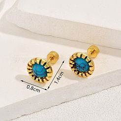 Stainless Steel Flat Round Stud Earrings&nbsp;DQ9727