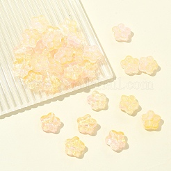 ベーキングペイントガラスビーズ30個  花  ピンク  12.5x13x4.5mm  穴：1.2mm&nbsp;GLAA-FS0001-97D