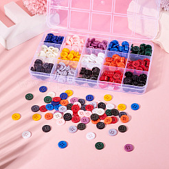 450Pcs 15 Styles Resin Buttons&nbsp;RESI-TA0004-13