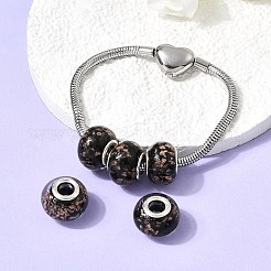 Handmade Lampwork Gold Sand Effect European Large Hole Rondelle Beads&nbsp;X-LPDL-M013-10