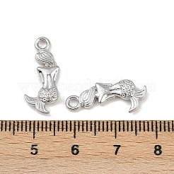 チベット風チャーム  鉛フリー＆カドミウムフリー  人魚  プラチナ  20x8.5x2mm  穴：2mm&nbsp;TIBEP-23830-P-RS