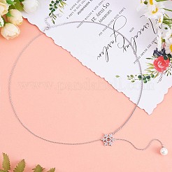 Anti-Tarnish Christmas Snowflake with Pearl Tassel Pendant Lariat Necklace&nbsp;JN1055A