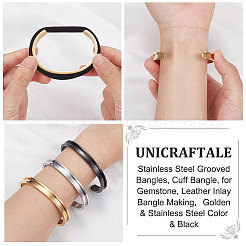 3Pcs 3 Color 304 Stainless Steel Grooved Bangles&nbsp;FIND-UN0002-09
