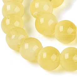 透明なガラス製の模造キャッツアイビーズの連  ラウンド  きいろ  9.5~10mm  穴：1~1.4mm  約85~89個/連  29.72~31.5インチ（75.5~80cm）&nbsp;GLAA-Q110-01C-17