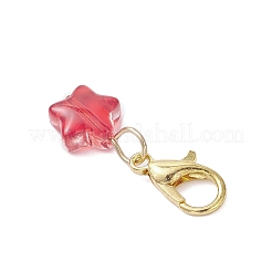 Glass Star Transparent Pendant Decorations&nbsp;HJEW-JM04020-02