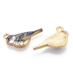 プリント合金ペンダント  ライトゴールド  ロビン鳥チャーム  グレー  13.5x21x3.5mm  穴：1.8mm&nbsp;ENAM-N056-205G