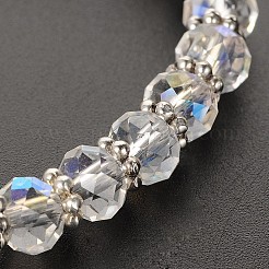 天使のガラスビーズのアクリルチャームブレスレット  チベットのスタイル合金ビーズで  素敵なウェディングドレスエンジェルダングル  アンティークシルバー  透明  48mm&nbsp;BJEW-JB01795-05