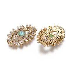 Brass Micro Pave Cubic Zirconia Links&nbsp;KK-F821-11G