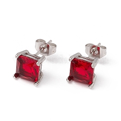 6 Pairs Tiny Cubic Zirconia Square Stud Earrings&nbsp;EJEW-G291-01C-M