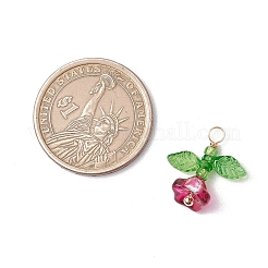 ガラスチャーム  花  アクリルビーズとライトゴールドの銅線付き  ツートン  ミックスカラー  19x17.5x8.5mm  穴：3mm&nbsp;PALLOY-JF03495