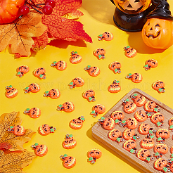 ハロウィンテーマの不透明樹脂ペンダント50個  パンプキンチャーム  プラチナアイアンループ付き  オレンジ  21x16.5x6mm  穴：2mm&nbsp;RESI-HY0001-32