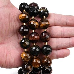 Three-Color Natural Tiger Eye Beads Strands&nbsp;G-C249-A29-16mm