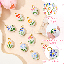 10Pcs 5 Colors Handmade Porcelain Pendants&nbsp;HJEW-SW00419
