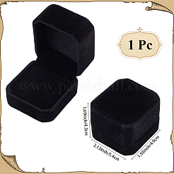 リング用ベルベットジュエリー収納ボックス  正方形  ブラック  5.4x4.9x4.3cm&nbsp;OBOX-WH20001-01A-03