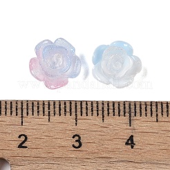 蓄光樹脂デコデンカボション  暗闇で光る  三色の花  ミックスカラー  9.5x9.5x4.5mm&nbsp;RESI-K036-09C