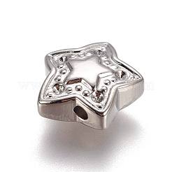 変色しにくい304ステンレススチールビーズ  スター  ステンレス鋼色  12x11x5mm  穴：1.6mm&nbsp;STAS-L222-35P