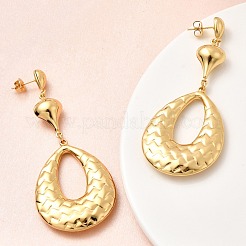 304 Stainless Steel Teardrop Dangle Stud Earrings&nbsp;EJEW-P329-07G