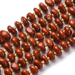 天然の赤いヒスイのビーズ連売り  別々のビーズが付いたナゲット  10x8x5mm  穴：0.8mm  約57個/連  14.96''（38センチメートル）&nbsp;LS-G-RM250109-A8